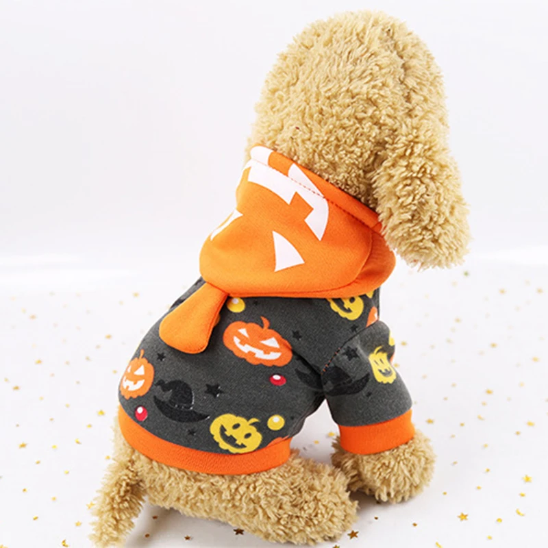 Пальто для собак одежда с Тыквой и толстовками свитер на Хэллоуин свитшот костюм