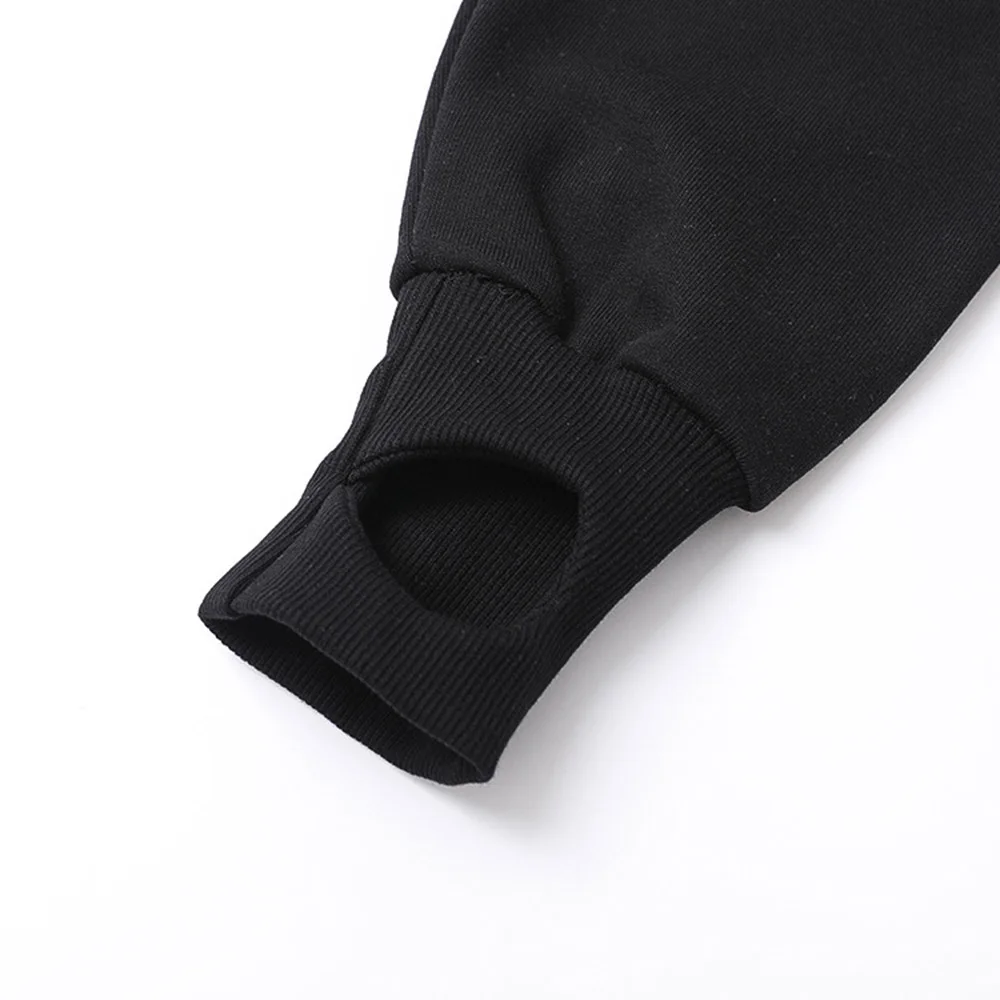 

Harajuku Gothic Hoodie Women Punk Chain Streetwear Fashion Black Goth Hoodies Autumn Winter Short Hooded Sweatshirt Long Sleeve