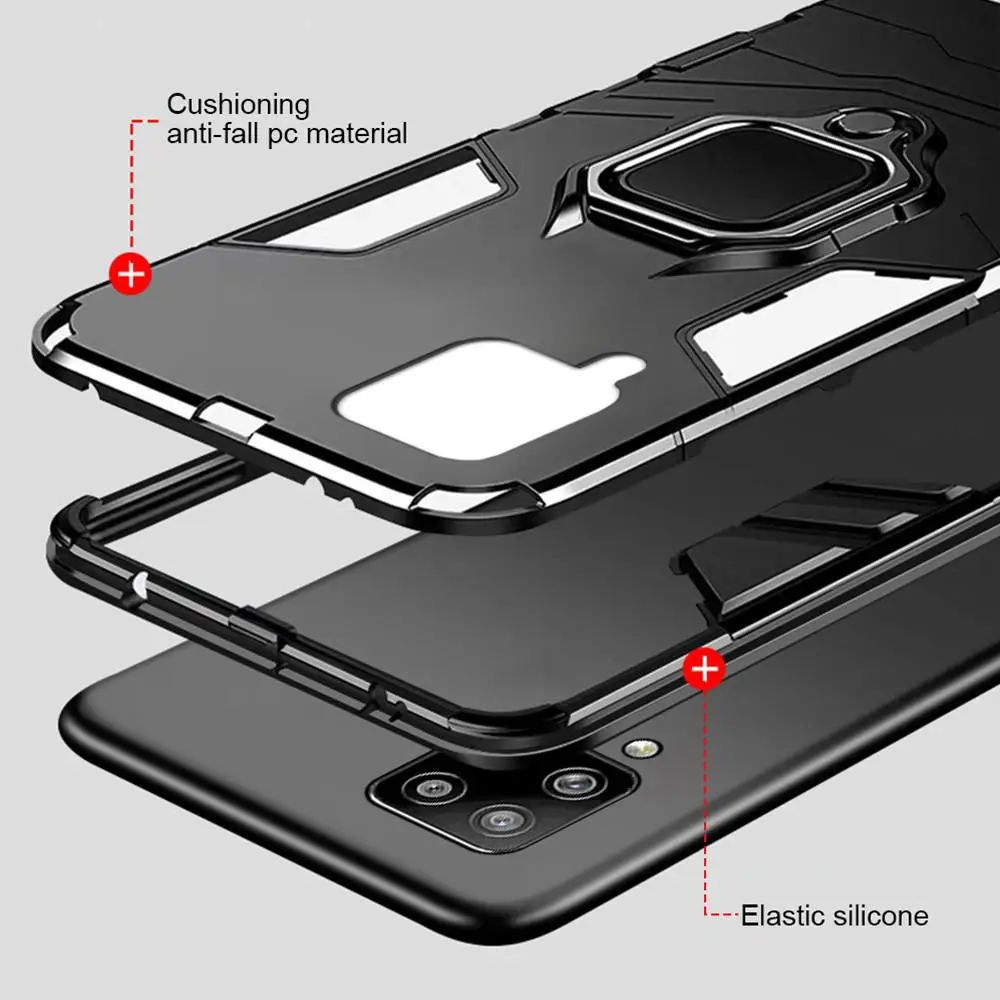 

Armor Shockproof Coque For Samsung Galaxy A12 A02 A02S A32 A42 A52 A72 5G A 12 52 02 Case Car Magnetic Holder Protect Ring Cover