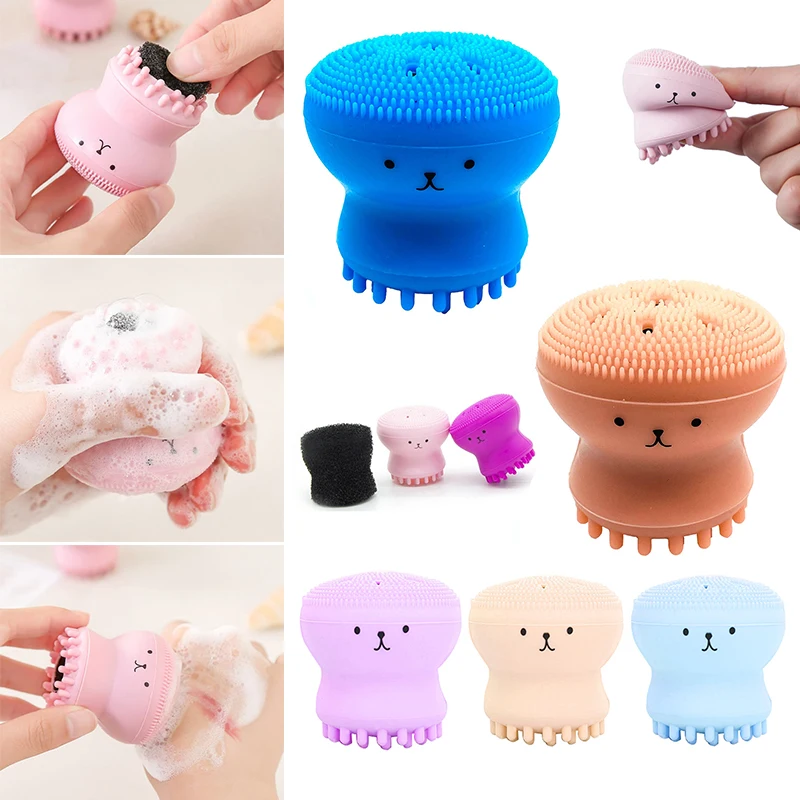 

1PC Silicone Cute Small Octopus Face Cleaning Brush Deep Pore Exfoliating Wash Skin Care Face Scrub Cleanser Tools TSLM2