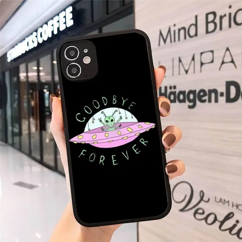 

Phone Case For iPhone 12 11 Mini Pro XR XS Max 7 8 Plus X Aesthetics cartoon Cartoon alien space Matte transparent cover