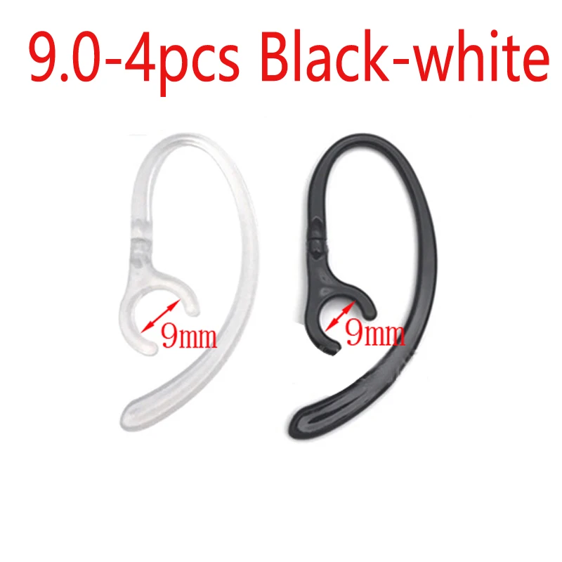 9.0-4pcs Black-white 2 шт./4 шт., зажим для наушников, крючок для наушников, крючок для наушников, вешалка для Bluetooth гарнитуры, 6,0 мм, 7,0 мм, 8,0 мм, 9,0 мм - Цвет: 9.0-4pcs Black-white