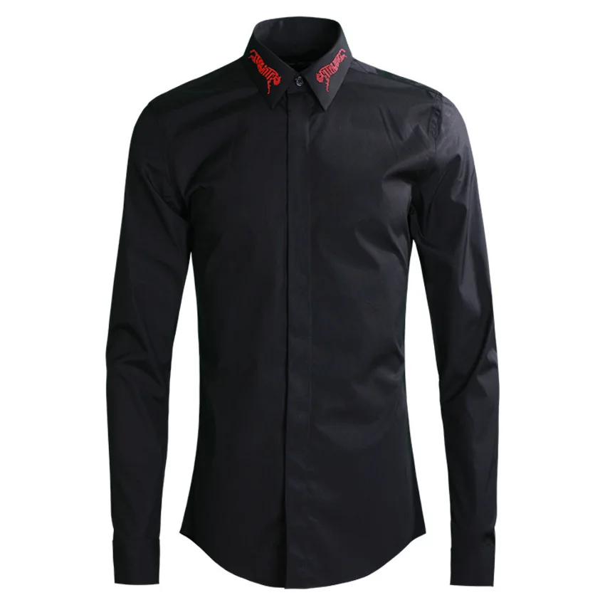 Men Luxury Red Leopard Long Sleeve Mens Black White Slim Fit Casual Shirts Plus Size 4xl Party Man Shirt | Мужская одежда