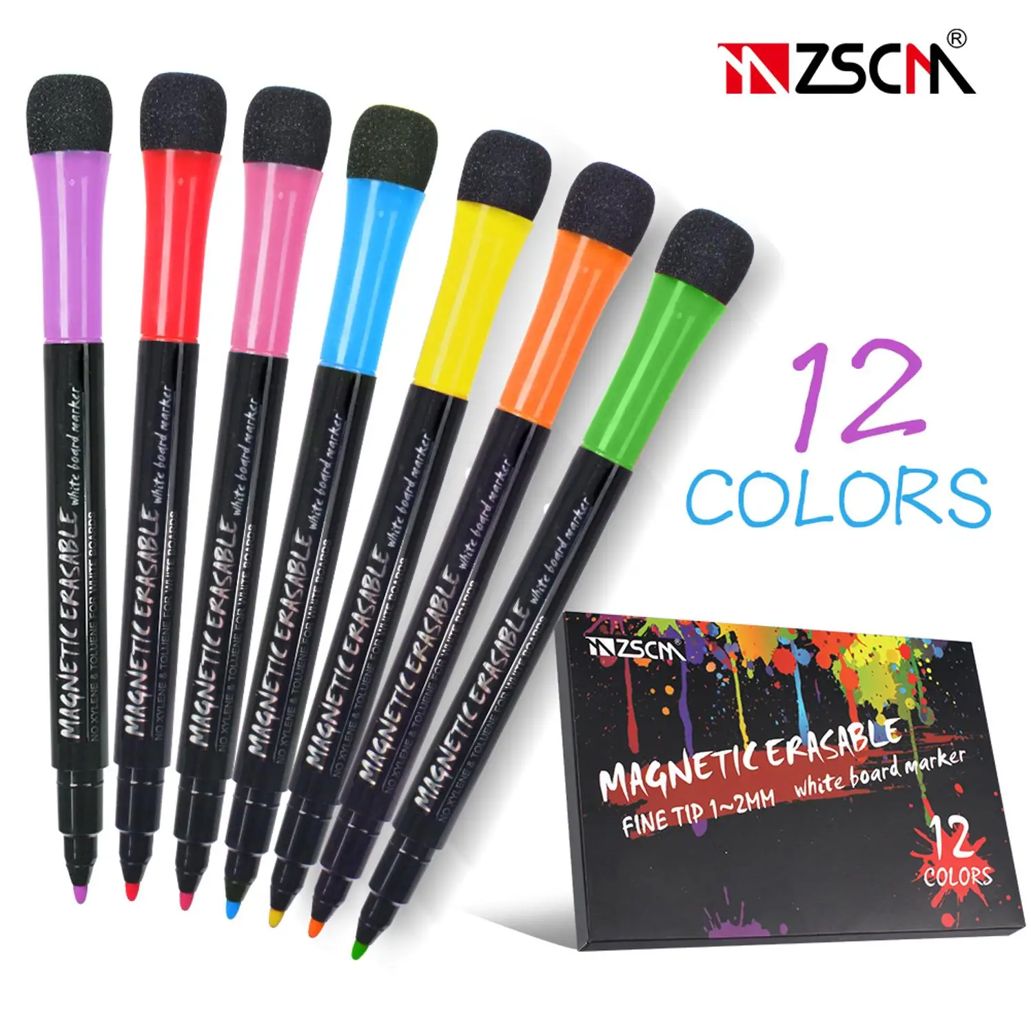 12 цветов Ручка для доски на магните магнит стираемый сухой белый маркер