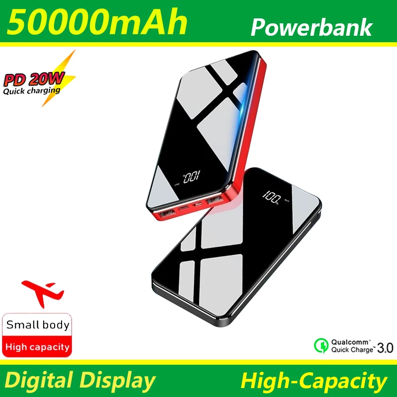 

Portable Charger 50000mAh Phone Power Bank Fast Charging for Xiaomi Samsung IPhone External Battery LED Digital Display 2USB