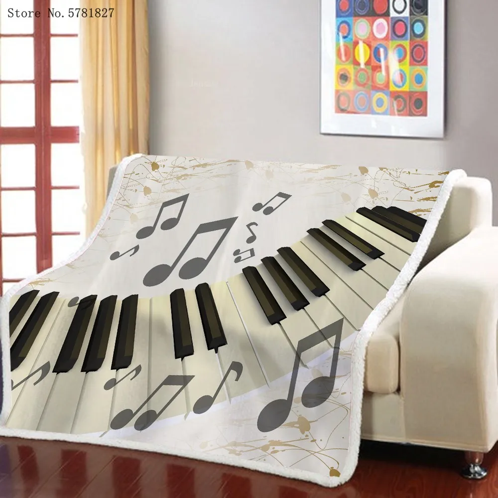 

Piano Guitar Sherpa Blanket Music Instrument Weighted Blanket For Bedroom Throw Blanket Colorful Custom Home Funny Blanket