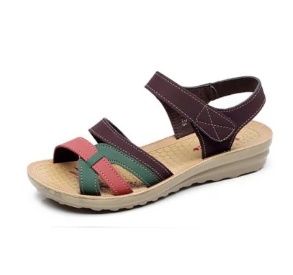 Сандалии для мам мягкая кожа плоская подошва Летняя Повседневная Удобная