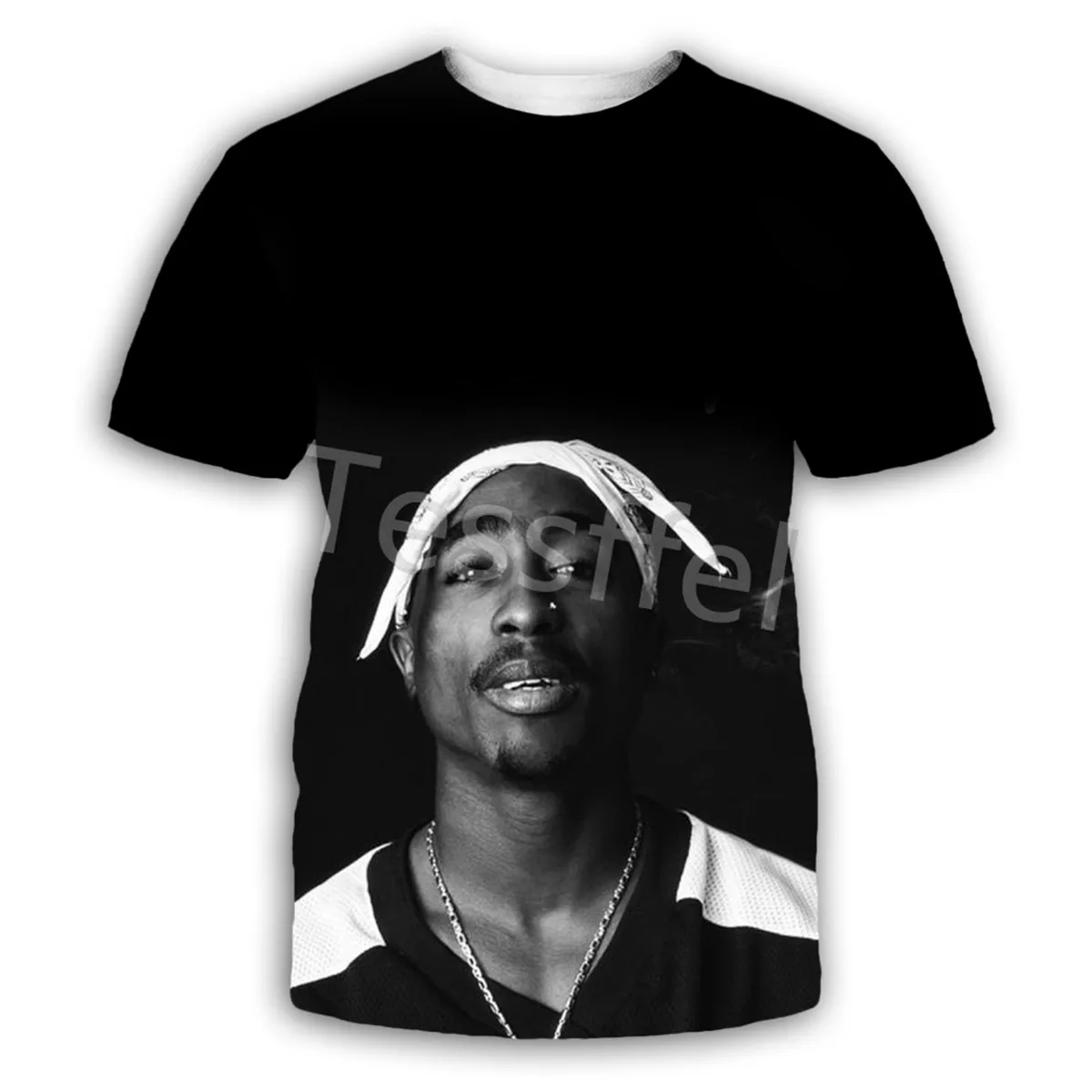 

Tessffel 3D Printed Rapper Rapstar 2pac Fashion Harajuku Short-Sleeved Hip-Hop T-shirt Unisex Clothing Style-2
