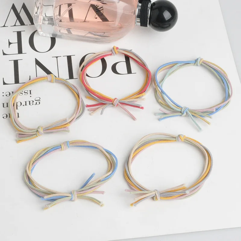 

Pack 5pcs New Simple And Elegant Hair Band Knotted Four Layer Hair Loop Girls Small Fresh Elastic Hair Rope A067