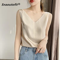 snaoutofit new summer silk camisole womens inner matching suit white and black bottoming satin loose top hot sale