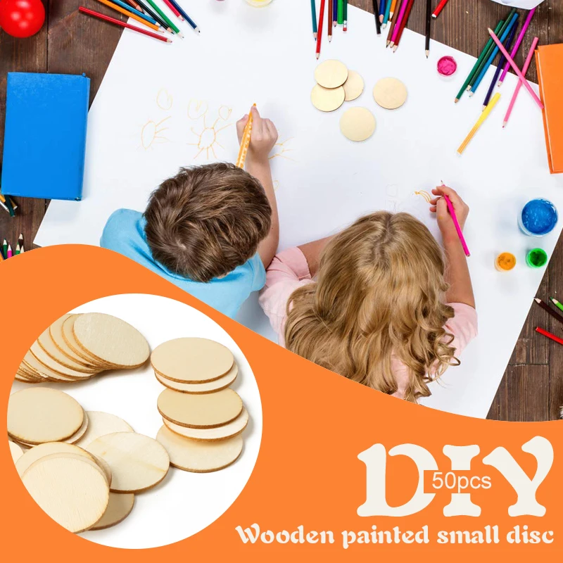 Круглые деревянные нарезанные Крашеные чипсы 50 шт. диски DIY домашнее украшение