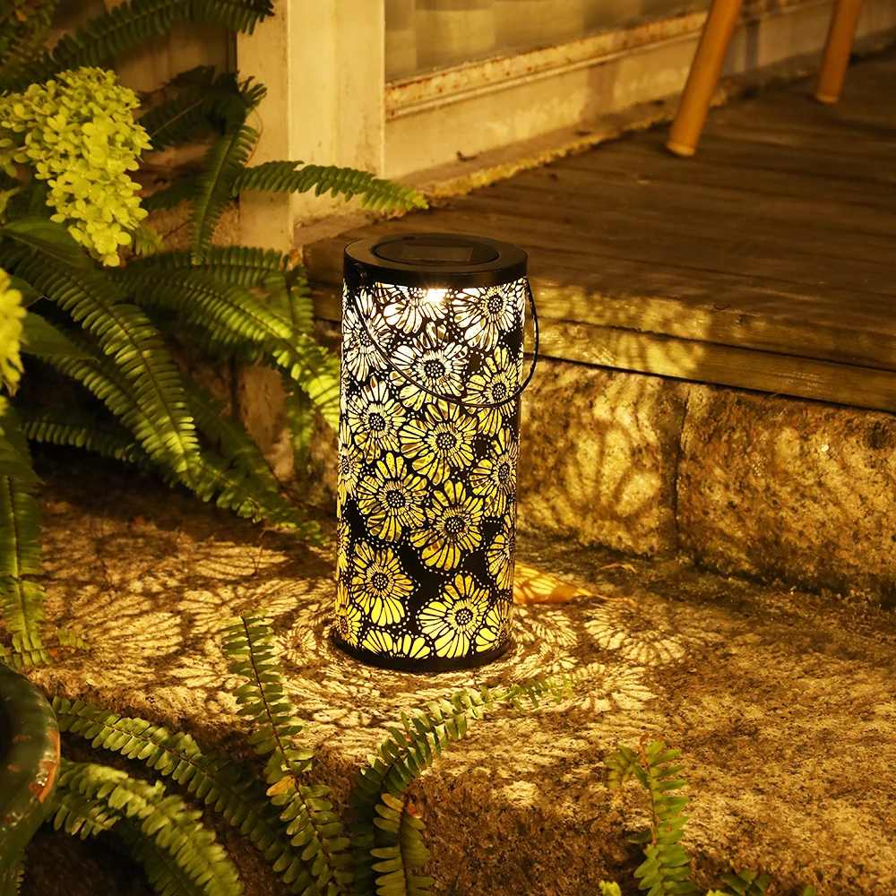 Солнечный фонарь цветочный узор настольная лампа уличный светильник ночник