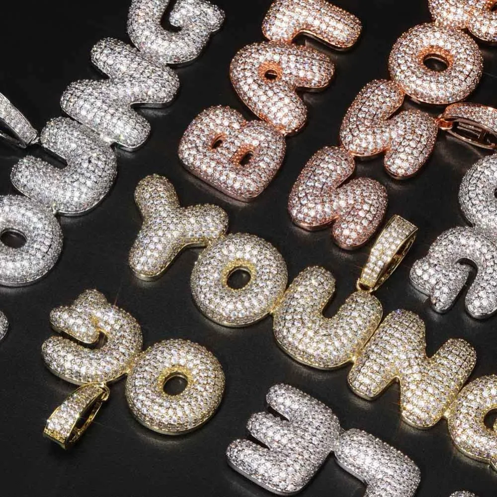 GUCY, A-Z, заказное имя, Пузырьковые буквы, кулон и ожерелье, очаровательные мужские CZ хип-хоп ювелирные изделия с золотой серебряной цепью для тенниса