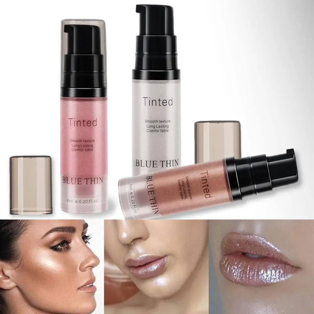 Blue Thin Face Highlighter Cream Liquid Illuminator Makeup Shimmer Glow Kit Make Up Facial Brighten Shine Brand Cosmetic |