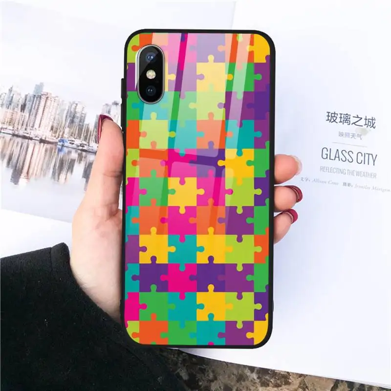 

Funny fun puzzle Smart Phone Case Tempered glass For iphone 11 12 PRO MAX X XS XR 5C 6 6S 7 8 plus