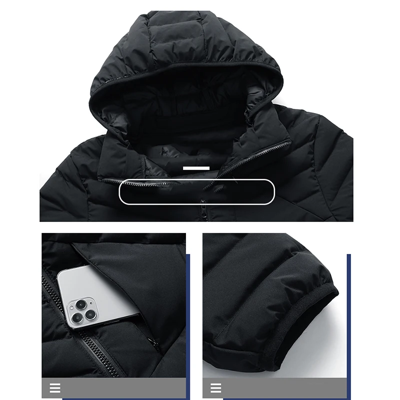 Winter Hooded Man Jacket Warm Thick Windrproof Jacket Parkas Men's Coat Casual Hat Jacket Polyester Outwear Chaquetas Hombre 4XL