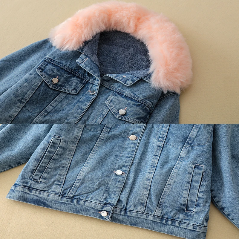 Куртка женская демисезонная джинсовая с мехом теплая верхняя одежда меховой