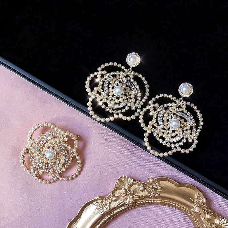 Модные дизайнерские серьги с кристаллами и жемчугом ювелирные изделия для