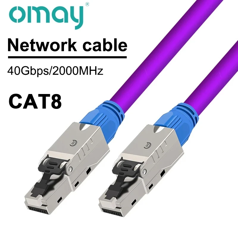 

OMAY Cat8 Ethernet Patch Cable S/FTP Screened Solid Cable 22AWG 2000Mhz (2Ghz) up to 40Gbps , Future 5th-Gen Ethernet LAN