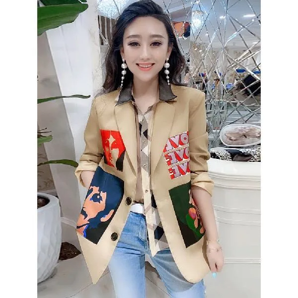 Женский пиджак с принтом демисезонный в готическом стиле | Женская одежда