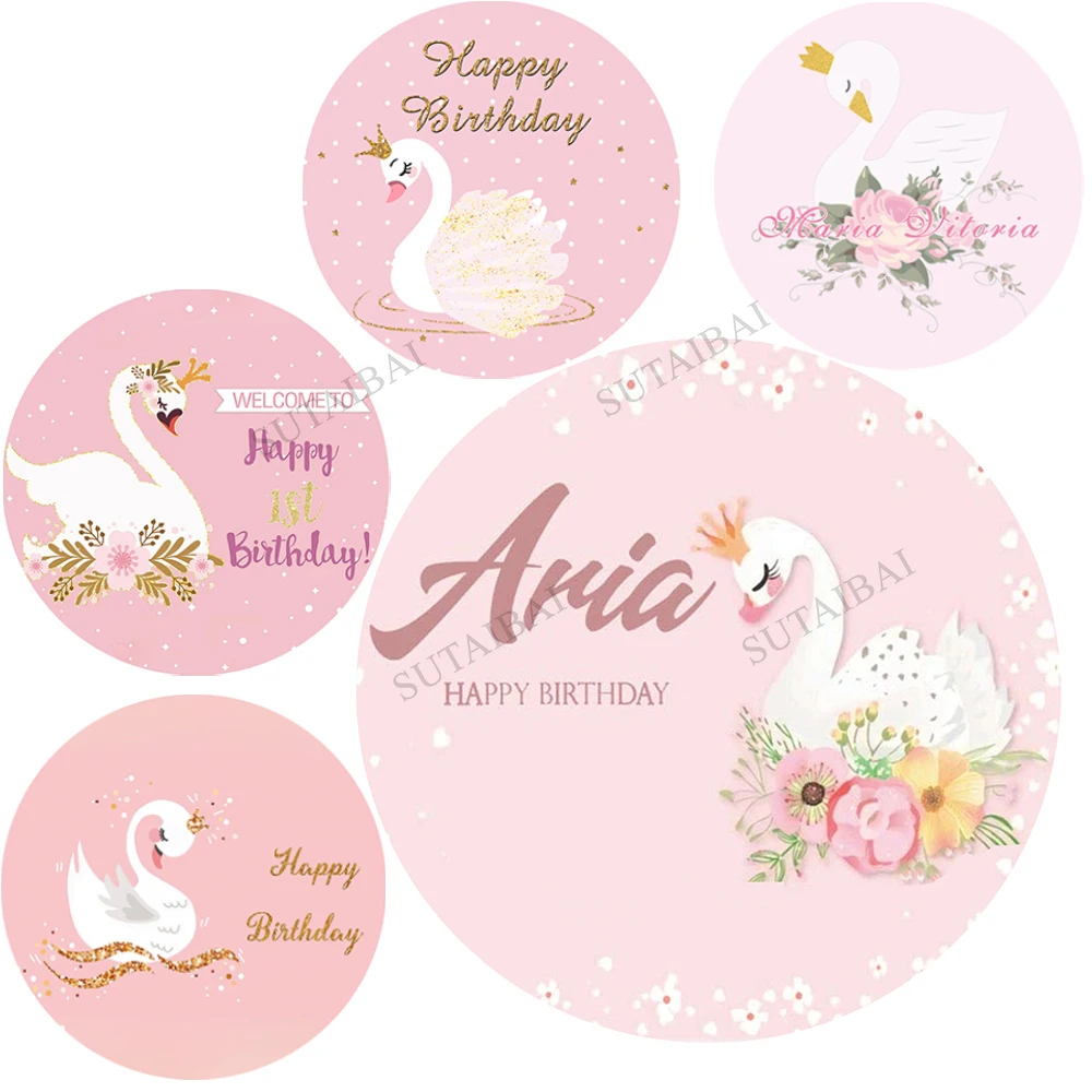 

Фон для фотосъемки на заказ Лебедь принцесса розовый праздвечерние чный фон Высокое качество компьютерная печать Девочка День рождения фо...