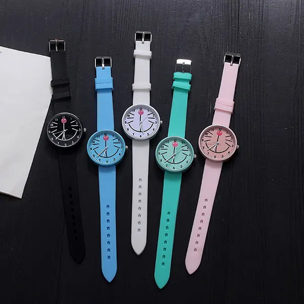 Модные силиконовые часы с кошачьим лицом женские Женские кварцевые наручные для
