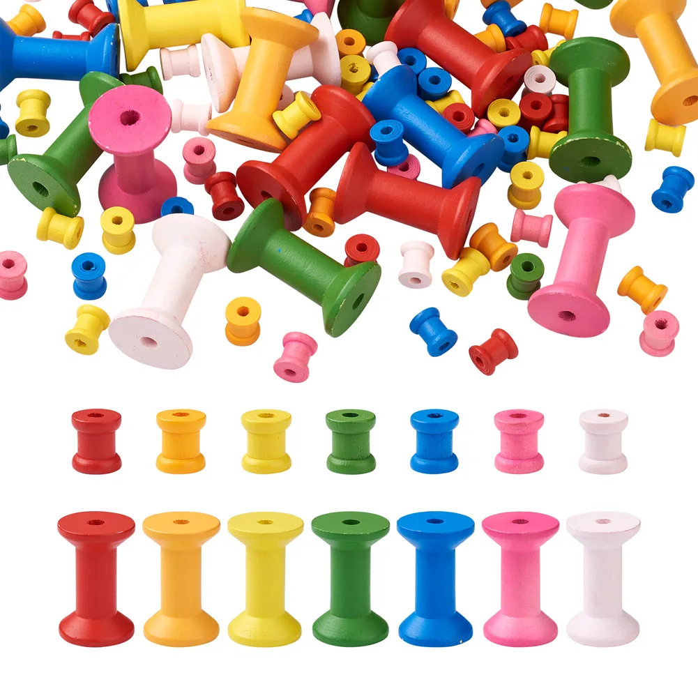 Pandahall 120 шт. окрашенные деревянные пустые катушки для проволоки, искусственные Разноцветные деревянные катушки для ниток, DIY катушки, инструменты, аксессуары Pandahall 120 шт. окрашенные деревянные пустые катушки для проволоки, искусственные Разноцветные деревянные катушки для ниток, DIY катушки, инструменты, аксессуары