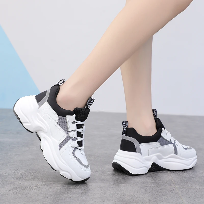 Женские кроссовки на толстой подошве Fujin дышащие водонепроницаемые платформе с