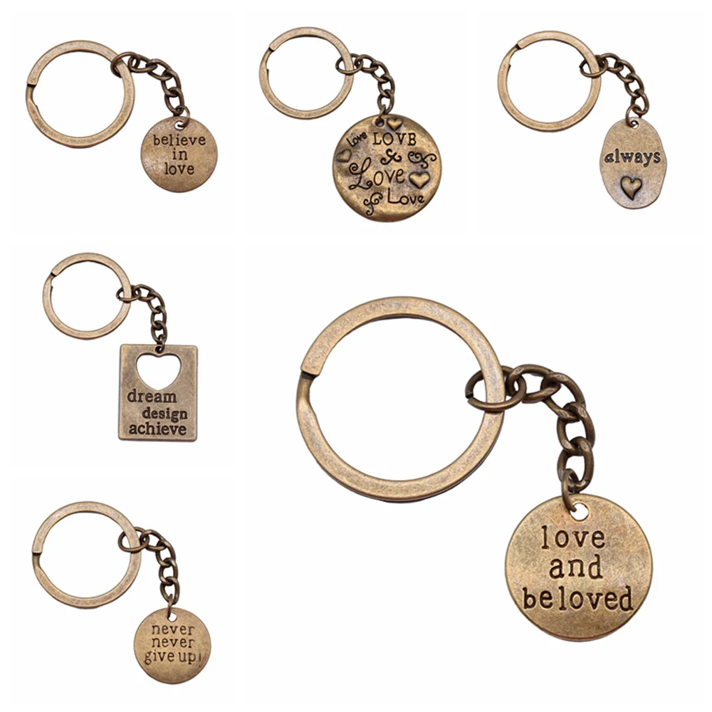 

1 Piece Handmade Car Keychain Gift Keychains 65x58mm Love Hope Faith Charms Keychain For Key