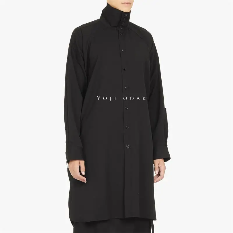 Рубашка мужская с воротником-стойкой ветровка средней длины в японском