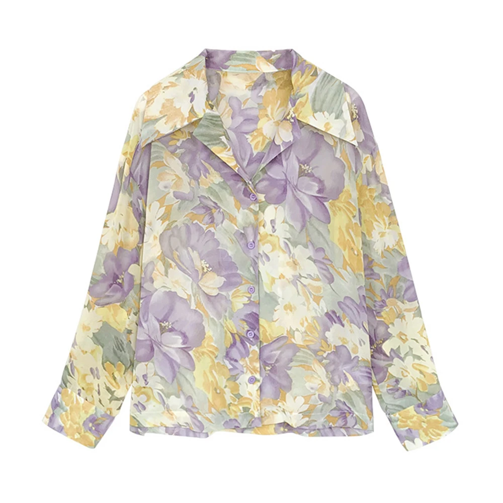 

Missnight Floral Shirts Vintage Shirts For Women M-4XL Long Sleeve Lapel Collar Button Chiffon Women Tops Blouse Streetwear 2021