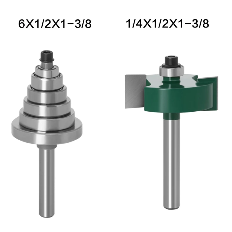 

Rabbet Router Bit With 6 Bearings Set -1/2Inch H - Woodworking Cutter Tenon Cutter For Woodworking Tools B