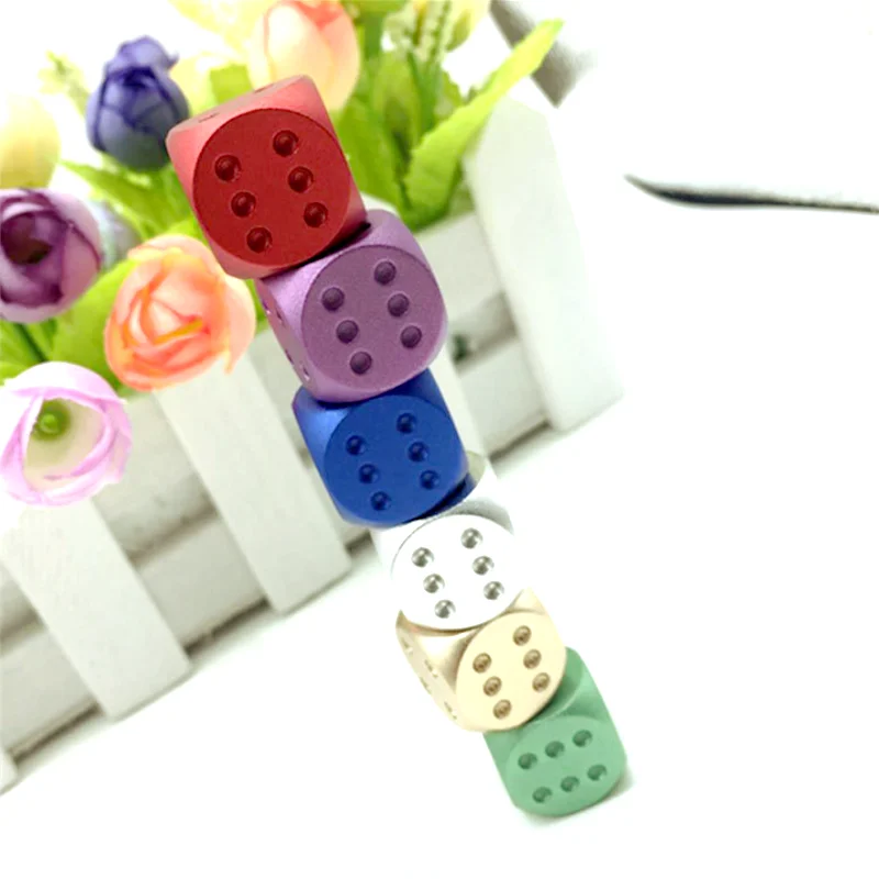 

2PCS 16mm Golden Silver Metal Plating Dice Blue Red Purple Pip Symbols Teaching Education DIY Dice For Board Game Accessories
