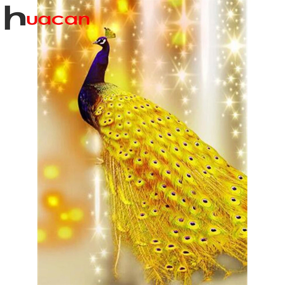Huacan алмазная мазайка 5д животные павлин вышивка полная выкладка картина стразами