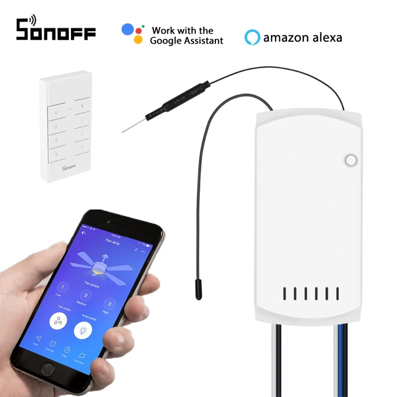 

SONOFF IFan03 Smart Wi-Fi Ceiling Fan And Light Wireless Switch Control RF 433 Automation controller Work with Alexa Google Home