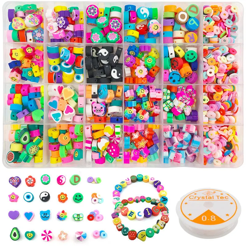 

Makesland 10mm Cute Polymer Clay Beads Kit For DIY Bracelet Necklace Soft Clay Smile Beads Jewelry Accessories Cute Fruit Beads