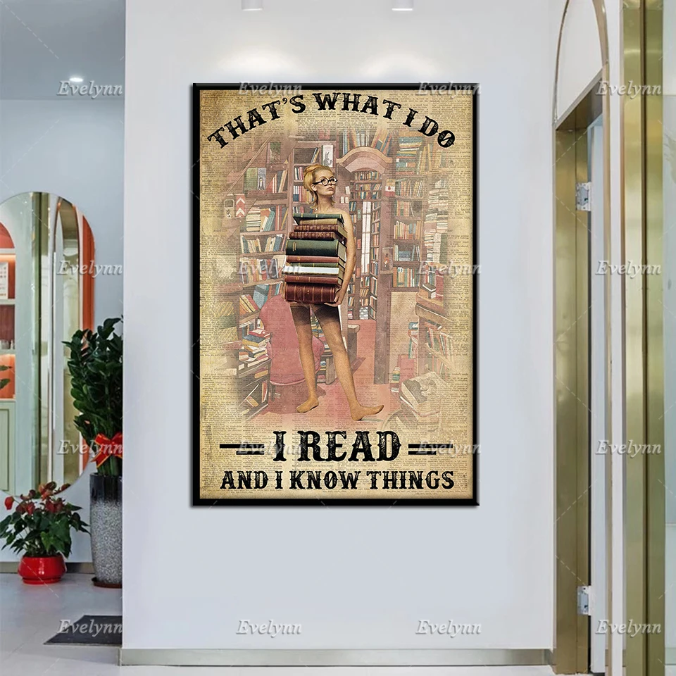 Ретро-постер с изображением девушки любви что я читаю и знаю вещи настенные