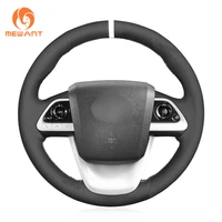 mewant black suede genuine leather steering wheel cover for toyota prius 4 mirai prius prime 2015 2016 2017 2018 2019 2020 2022