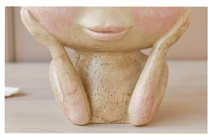 

2021 Nordic Creative Resin Head Vase Art Flowers Arrangement Doll Sculpture Flower Potted Plant Home Garden Decoration