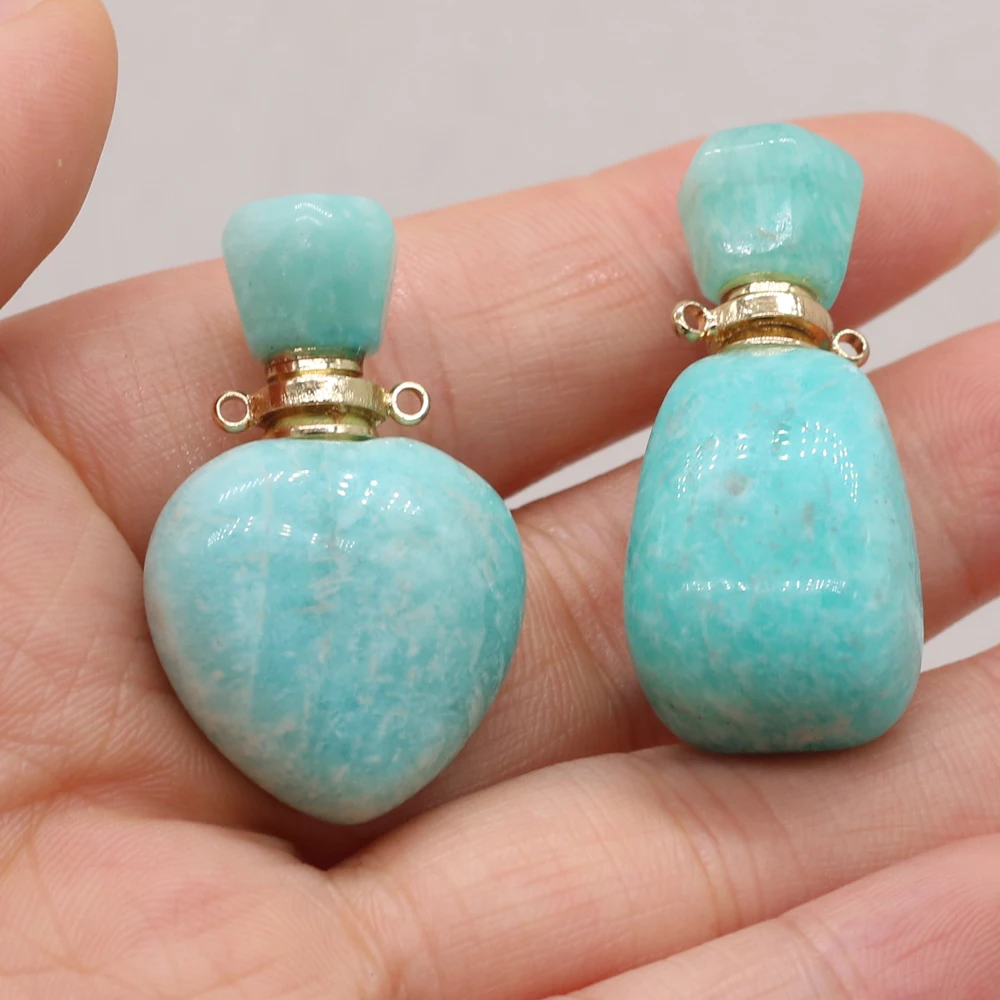 

Natural Stone Perfume Bottle Pendant Women Essential Oil Amazonite Pendant Charms for Making DIY Necklace Jewelry