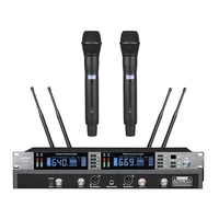 rb6503 pro uhf pll dual channel cordless handheld true diversity wireless microphone system 300 m long range for livestage show