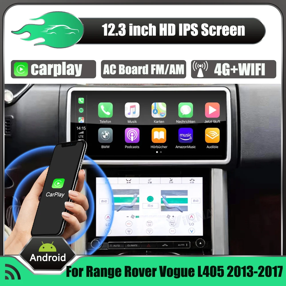 

12.3 Inch Android Car Stereo Radio Touch Screen For Range Rover Vogue L405 2013-2017 GPS Navigation DVD Multimedia Player 2din