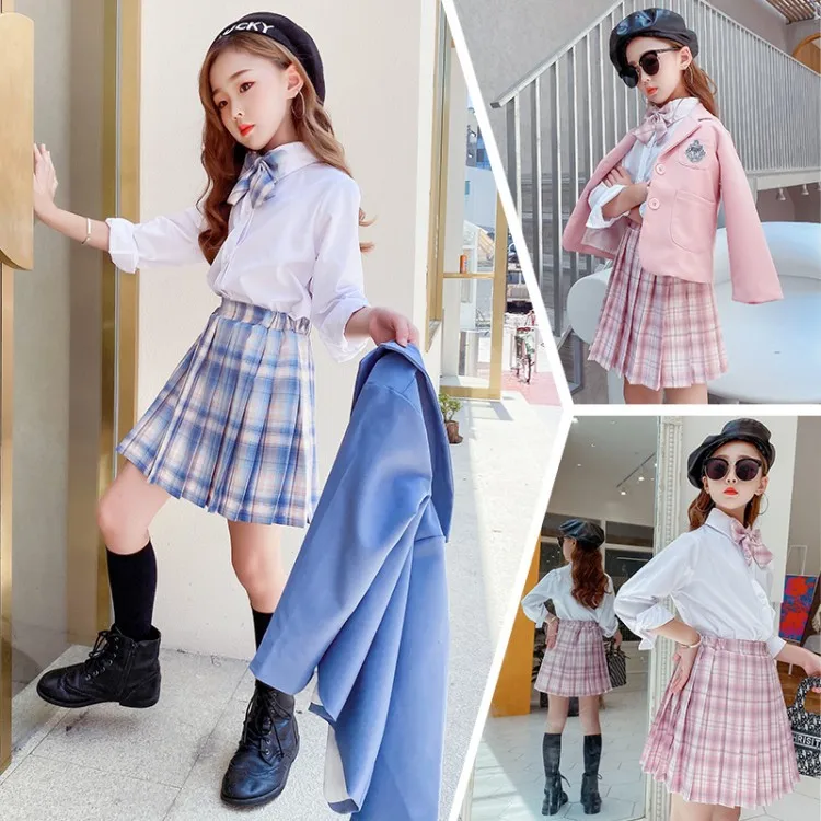 Костюм униформы JK Shool для девочек на весну-осень детский Блейзер рубашка юбка