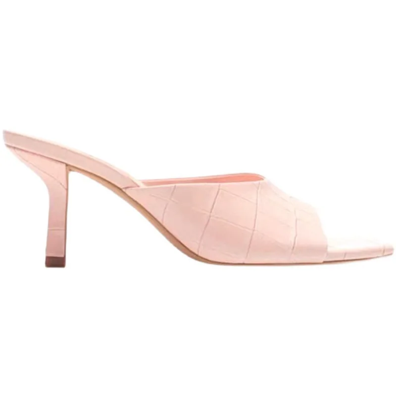 

Women's Slippers 2021 Summer New Thick Heel Square Toe Open Toe Mid-heel Patent Leather Stone Sandals