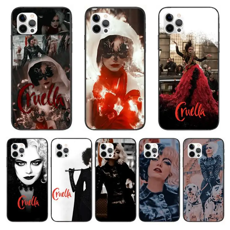 

Cool Fashion Cruellas Phone Case For IPhone 11 12 13 Mini Pro XS Max 6 7 8 Plus 6S X XR Black Cover Shell