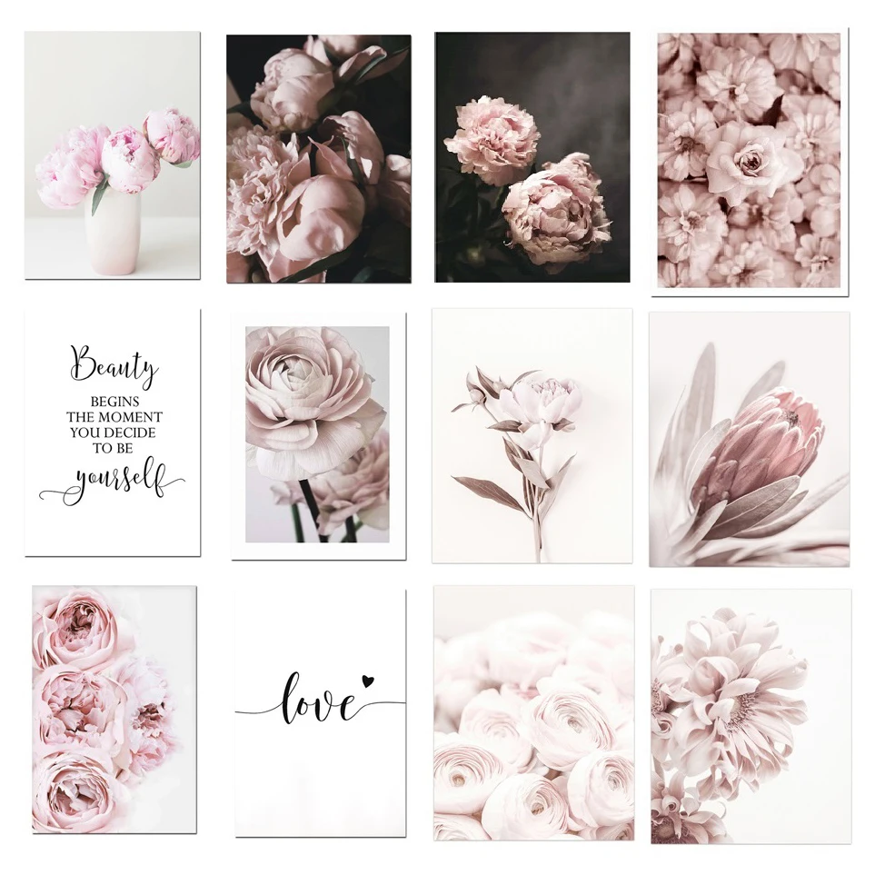 

Fresh Flower Pink Wall Art Canvas Landscape Painting Girl Room Decoration Pictures Home Decor Photos Canvas Decorative Paintings