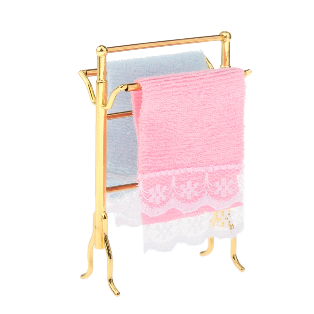 

Miniature 1:12 Dollhouse Accessories Towel Rack for DIY Dollhouse Cute