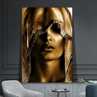 golden makeup women canvas posters and print nordic style women portrait wall art pictures scandinavian for home decor cuadros