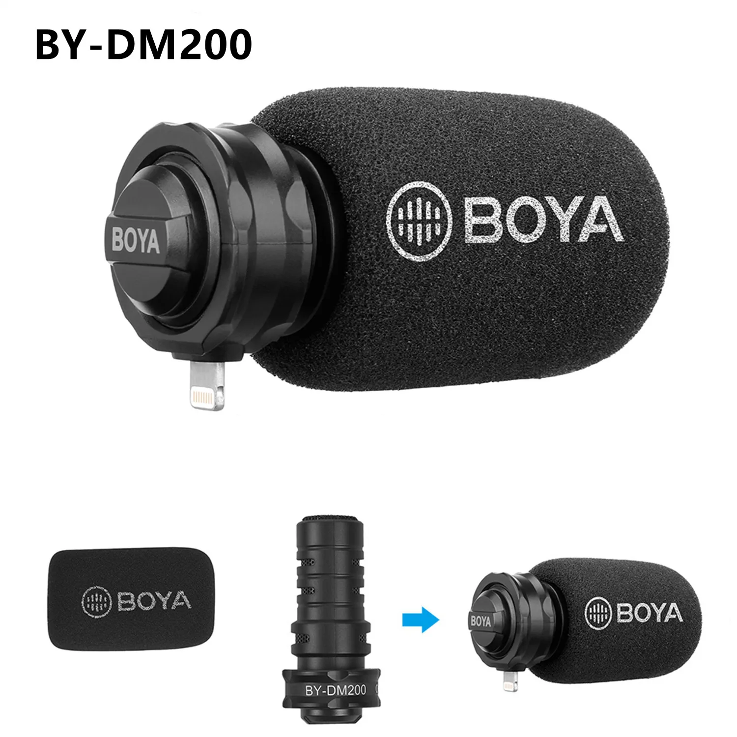 

BOYA BY-DM200 Цифровой Стерео конденсаторный микрофон дробовик с входом Lightning для Apple iPhone 8x7 7 plus iPad iPod Touch и т. д.