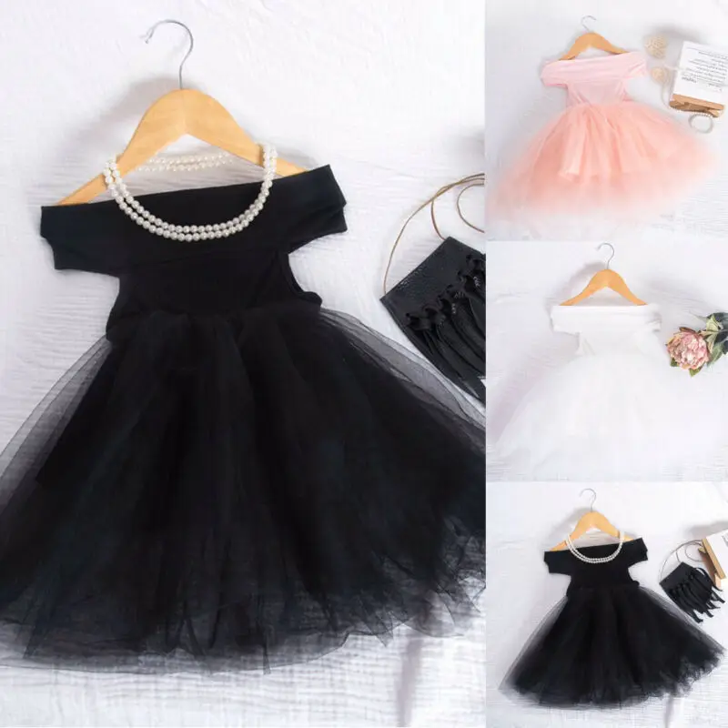 

AA 2020 Baby Toddler Girls Dresses Off Shoulder Summer Princess Party Pageant Tulle Dress